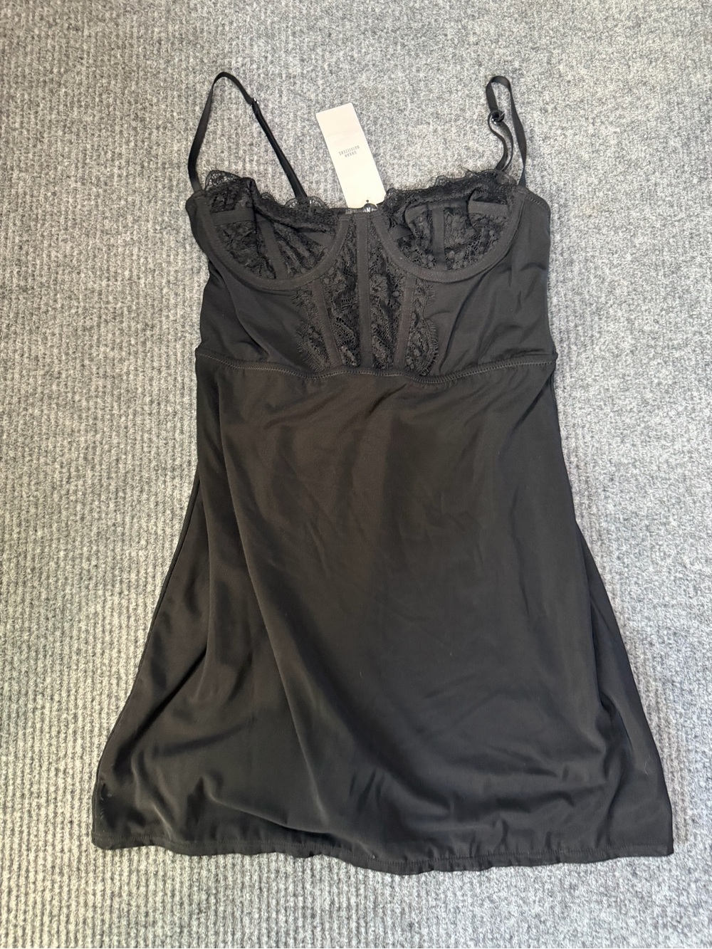Urban Outfitters Black Lace-Detail Mini Slip Dress